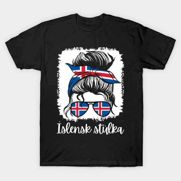 Island Iceland Flag Girls Icelandic Girl Kids T-Shirt by qwertydesigns